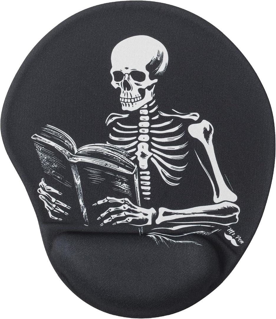 Mr. Pen- Ergonomic Mouse Pad with Wrist Rest, Grim Reader Design, Breathable Fabric with Memory Foam Cushion, Non-Slip Rubber Base, Gel Mouse Pad with Wrist Support
