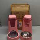 Automatic Cat Feeder and Water Dispenser with Stainless Steel Bowl Dog Gravity Food Feeder and Waterer for Small Medium Pets Puppy Kitten 1 Gallon x 2 (Pink3.8L*2)