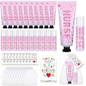Heigble 30 Sets/ 90 Pcs Nurse Appreciation Gifts Bulk, 2026 Nurses Week Hand Cream & Lip Balm with Organza Bag Thank You Tag for Nurses Rn Cna Hospital Staff Nursing Graduation