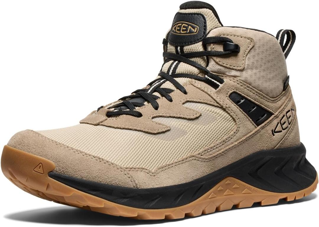 KEEN Men's Hightrail Mid Waterproof Hiking Boots (13 Wide, Brindle/Oak Buff)