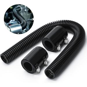 Hypertune 24" Stainless Steel Radiator Flexible Coolant Water Hose Kit W/Cap Clamp Black