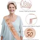50th Birthday Decorations for Women, 32pcs 50th Birthday Party Decorations, Including Backdrop, Crown, Sash, banner, Hanging Swirl, Cake Topper, balloons, Paper Fans, Anniversary Card and paper fans