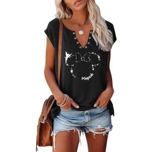 Magical Tank Tops for Women Cute Graphic Printed V-Neck Tee Casual Summer Family Vacation Sleeveless Shirt Tops (XX-Large, Black)