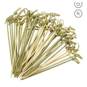 50Pcs Bamboo Knotted Cocktail Picks, 4.7" Toothpicks Skewers with Looped Knot for Appetizers, Mini Food Sticks Fancy Tooth Picks for Party Drinks Fruit Charcuterie Cocktail Garnish Accessories