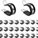 50pcs 1/2 Inch / 1.27cm Cable Clamps, Stainless Steel Insulated Clamp Wire Organizer Clips Mounting Cord Fastener Clips