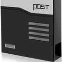 Mailbox Wall Mount,Large Capacity Locking Mailbox for Outside,Galvanized Steel Cover and Rust-Proof Metal Post Box with Newspaper Holder,14.6"x14.6"x4.3" Black,MD024G