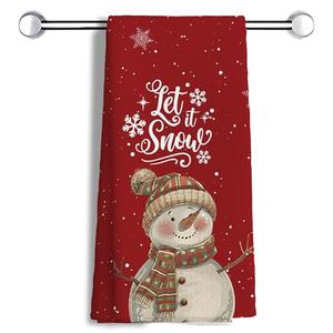 MANCUNCER Snowman Let It Snow Winter Kitchen Towels Dish Towels,Winter Kitchen Towels，Snowflakes Winter Seasonal Decor Towels for Cooking， Winter Dish Towels for Kitchen Bathroom 16x24 Inch