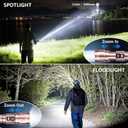 WdtPro LED Rechargeable Flashlight 2 Pack, 3 Modes Super Bright High Lumens Flashlights, Zoomable Tactical Flash Light with LCD Display, IP65 Waterproof Flashlights for Home Emergency Camping - Pink