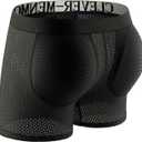 Evankin Mens Butt Padded Boxer Briefs Breathable Mesh Underwear Butt Enhancer Underpants with Hip Pad (Large, Black)