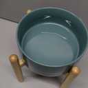 SPUNKYJUNKY Elevated Ceramic Dog Food and Water Bowl with Wooden Stand for Medium and Large Dogs (Single 60OZ, Dark Green)