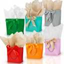Aosric 12 Pack Small Color Gift Bags with Ribbon & Tissue Paper, 7.48x3.54x7.9 In Treat, Candy, Favor, and Goodie Bags with Bottom Board, Perfect for Parties, Birthday, Wedding, Christmas, Baby Shower
