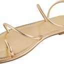 GORGLITTER Women's Metallic Strappy Thong Flat Sandals Dressy Vacation Gold Open Toe Ring 2026 Slippers Shoes, Size: 9