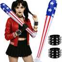 2 x 3 Pcs Halloween Women Jester Costumes Accessory Set Inflatable Baseball Bat Spike Leather Punk Cuff Bracelet Women