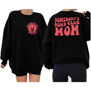 UNIQUEONE Overstimulated Moms Club Sweatshirt for Women Crewneck Mama Sweatshirt Mom shirts Oversized Pullover Tops (Black, M)