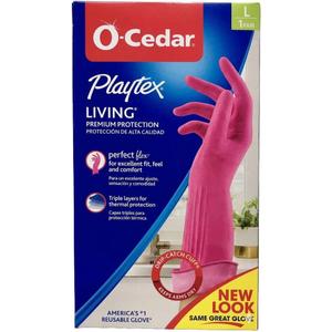 Playtex Living Premium Reusable Rubber Cleaning Gloves, Drip Catch Cuffs, Large (Pack of 2)