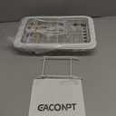 3 Tier Fruit Basket, Mesh Tier & 2 Banana Hanger & Wooden Handle, Fruit Bowl for Kitchen Counter, Stackable & Detachable Rectangular Fruit Storage Rack Stand Organizer for Bread Veggies Produce (White)