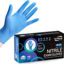 Disposable Nitrile Exam Gloves, Blue, Nitrile Gloves Disposable Latex Free, Medical Gloves, Cleaning Gloves, Food-Safe Rubber Gloves, Powder Free, Non-Sterile, 100-ct Box (Medium)