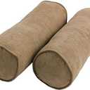 Blazing Needles Corded Microsuede Bolster Pillow, 20" x 8", Java 2 Count