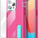 AICase for iPhone 15 Pro Max Case Built-in Stand with Glass Screen Protector,Heavy Duty Drop Protection Full Body Rugged Shockproof Military Protective Tough Durable for iPhone 15 Pro Max 6.7"_5 (Hot Pink/Blue+Glass Protector)