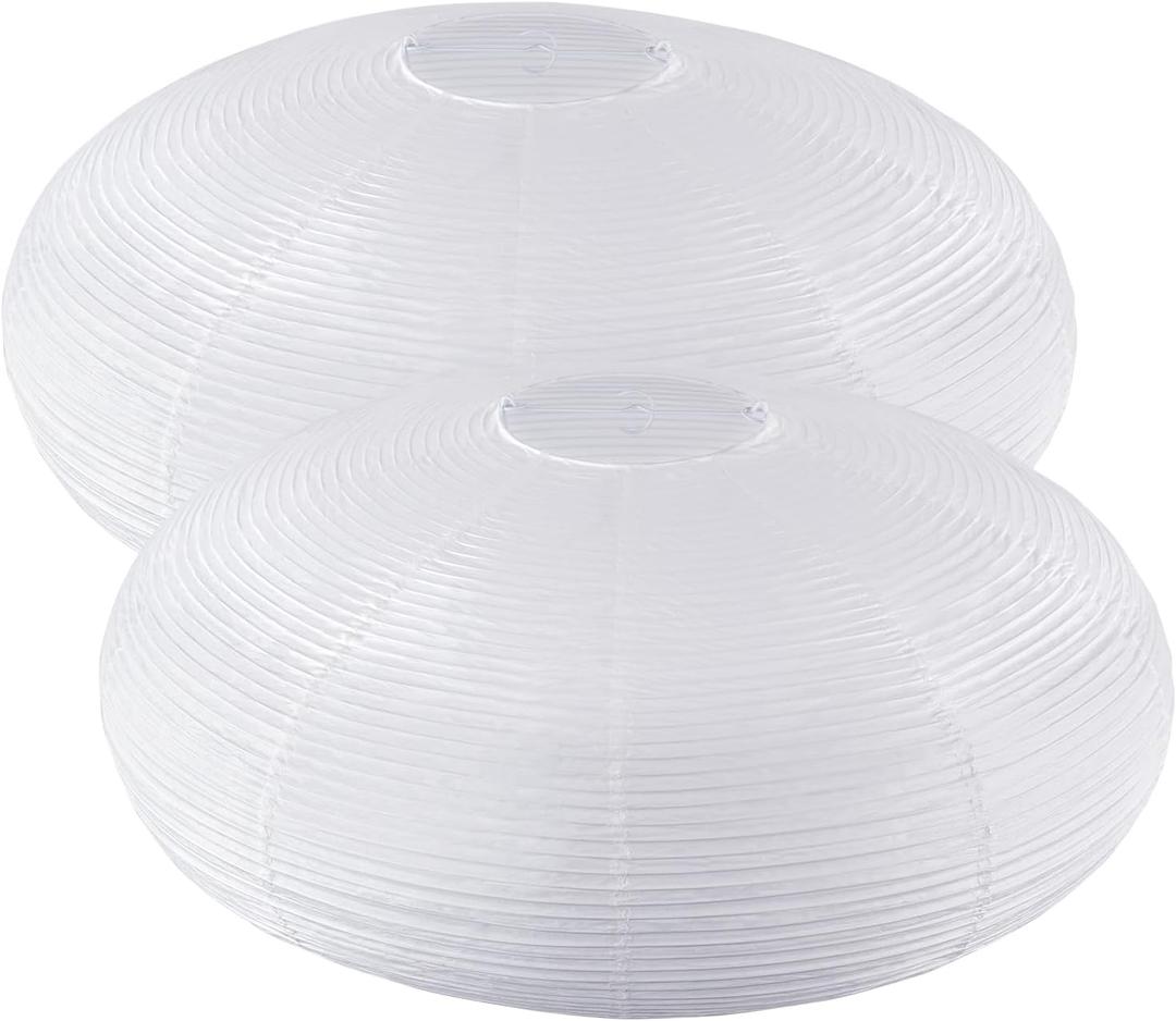 White Oval Paper Lanterns-22in Large Hanging Paper Lantern Lamp, Chinese/Japanese Paper Pendant Lampshade for Party Decoration, Wedding, Home Decor Paper Ceiling Lampshade(2 Pack)