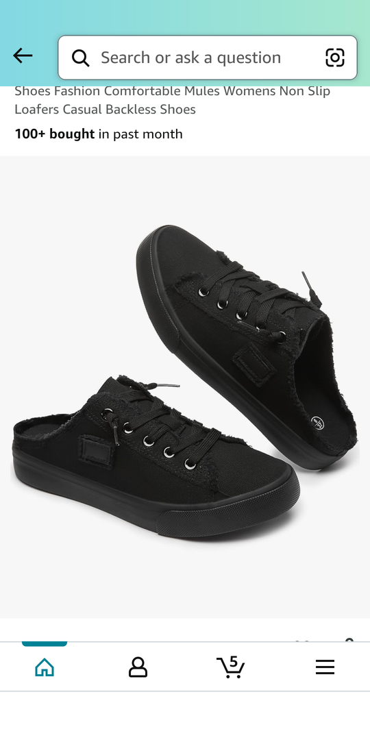 BENPAO Women's Slip on Sneakers Canvas Slip ons Shoes Fashion Comfortable Mules Womens  Non Slip Loafers Casual Backless Shoes Black  10