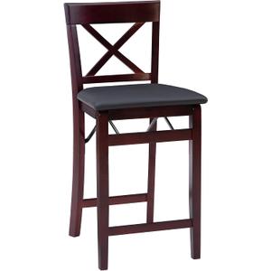 Linon Triena X Back Folding Counter Stool, Brown, 20"D x 17.01"W x 37"H