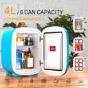 Hansburg Mini Fridge for Bedroom Skincare Cooler & Warmer Portable Small Refrigerator 4 Liter/6 can with 12v AC/DC/USB Option for Food, Drinks, Makeup, Dorm, Office and Car
