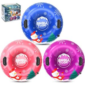 Menmek Snow Tube, 36‘’ 3Packs Snowman Snow Tubes for Kids & Adults, Durable Cold-Resistant PVC Inflatable Snow Sled, Heavy-Duty Hard Bottom & Handles, Perfect for Family Boys Girls Sports Fun