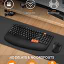 Wireless Keyboard and Mouse Combo, 2.4G Wave Keys Ergonomic Keyboard with Palm Rest and 3 DPI Silent Mouse, Compact Size for Natural Typing, Spill-Resistant, for Windows/PC/Laptop/Mac(Black)