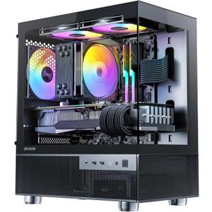 Aqua 3, Micro ATX Case, MATX PC Case with 3 X 120mm 3-Pin ARGB Fan Pre-Installed, Panoramic View Tempered Glass Front & Side Panel, with Type C Port, Black