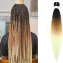 8 Pack TENGSHUO FLY Pre-Stretched Braiding Hair 26 Inch 1 Packs Hot Water Setting Synthetic Hair Crochet Braiding Hair Extension (26 Inch (Pack of 1), Black to Dark Brown to Beige)