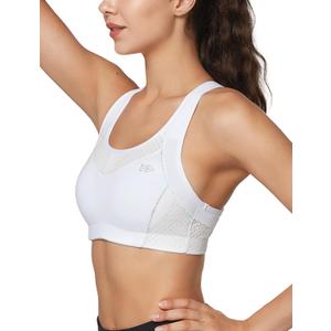 Yvette Sports Bras for Women High Impact Support Racerback Sports Bra Plus Size No Underwire for Running Workout (Large, White)