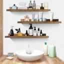 Giftgarden 24 Inch Floating Shelves Wall Mounted Set of 3, Rustic Large Wall Shelves Picture Ledge Shelf for Bedroom Living Room Bathroom Kitchen