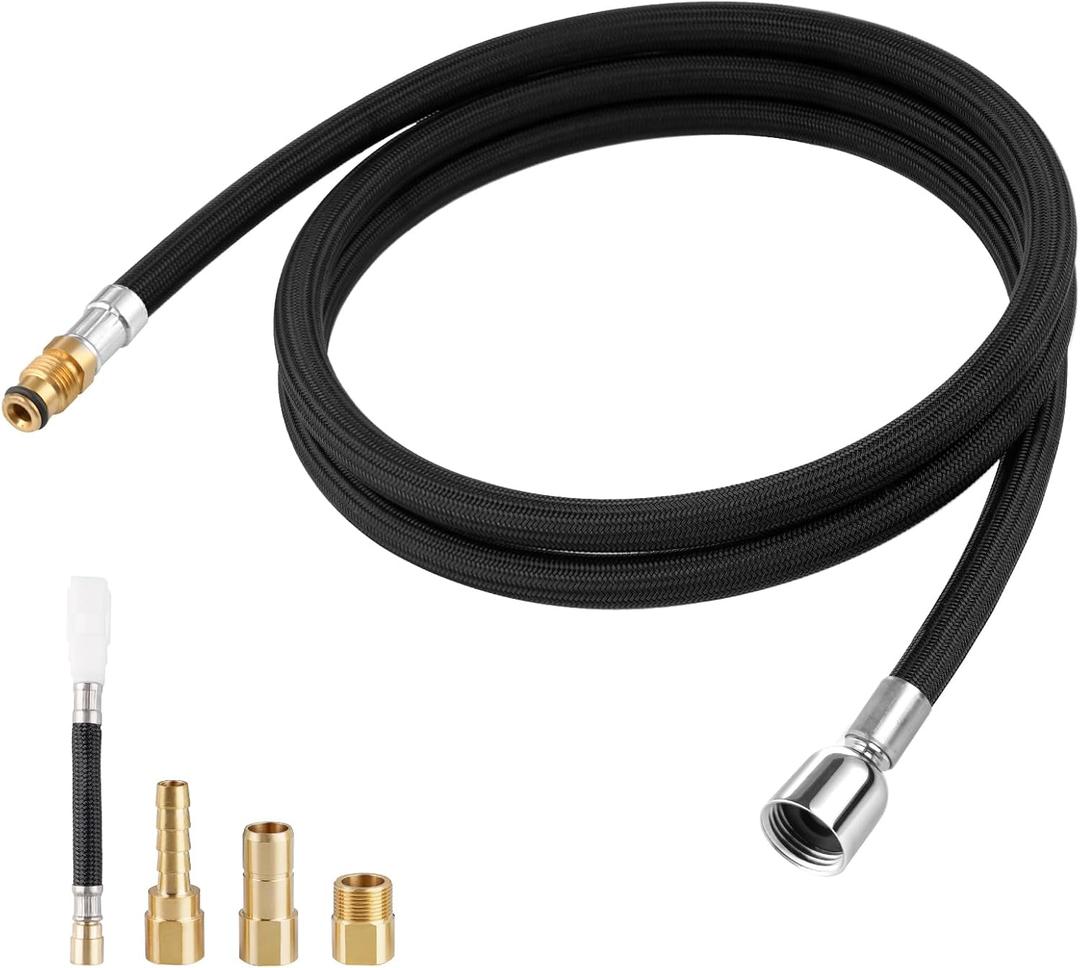 K-1219935-BC Hose Kit Compatible with Kohler Pull Down Kitchen Faucet, 68 Inches Bright Chrome Pull-Out Kitchen Faucet Hose Replacement Part of K-1304674-BC, with 4 Adapters