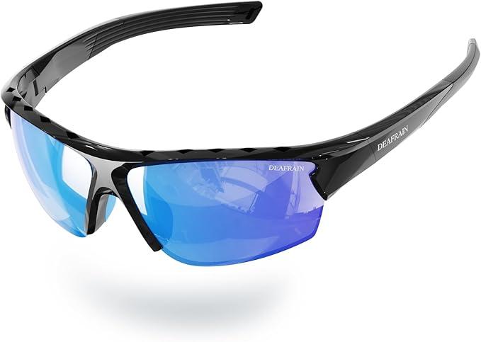 Deafrain Polarized Sports Sunglasses Men: Running Sunglasses Women Wrap Around Glasses for Fishing Driving UV400 Protection TR90