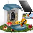 Bird Feeder with Camera 5MP Live Video, Solar Powered Smart AI Identify Birds Species, 2.4G WiFi Camera with Squirrel-Proof, 2-in-1 Bird Bath, Instant Arrival Alerts, Ideal Gifts for Birdlovers