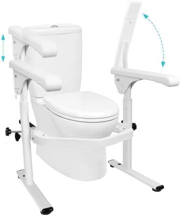 Toilet Safety Rails for Elderly (520 lbs), Handicap Toilet Rails with Foldable Handles, Toilet Assist Rails, Toilet Rails for Seniors, Heavy Duty Toilet Safety Frames Rails with Arms,Christmas