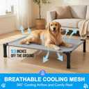 Elevated Dog Bed Raised Cooling Dog Cot for Large Dogs, Portable Indoor & Outdoor Pet Bed with No-Slip Feets Breathable Mesh Pet Bed for Camping Outdoor 43x31x8