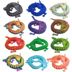 12PCS 3D Printed Dragon Figurine Collection, 11.8 inch Dragon Statues, Random Colors