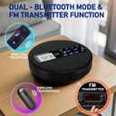 Portable CD Player with Dual Bluetooth, Discman for Car with FM Transmitter, Rechargeable, Dual Speakers and Anti Skip,USB,AUX,LCD Display,Backlit Button,Repeat,10 Speeds