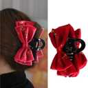 Christmas Hair Claw Clips Gold Snowflake Hair Clips for Women Red Bow Hair Clip Xmas Large Hair Accessories Hair Barrettes 1Pcs (Red)