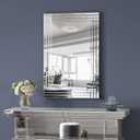 Decorative Wall Mirror 36"x24" Rectangle Silver Modern Mirror Frameless Vanity Mirror for Bathroom Bedroom Living Room Dining Room