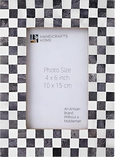 Handicrafts Home 4x6 Picture Frame, Checkered black & White Picture Frames, Handmade Decorative Photo Frame for Wall Decor & Desk Decor - Farmhouse, Office Home Decor - Gallery Wall Frame, Shelf Decor