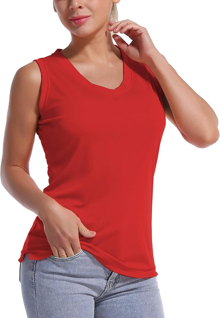 BUBBLELIME Women's Short/Sleeveless Sleeve UPF 50+ V Neck Athletic T-Shirt Tank Tops Workout Quick Dry Tops (X-Large)