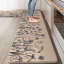 KIMODE Kitchen Anti-Fatigue Mats, Farmhouse Kitchen Rugs Sets of 2, Memory Foam Kitchen Mats for Floor, Waterproof Standing Mat for Sink, Laundry, Office, Desk Brown/Gray 17" x 59" + 17" x 29"