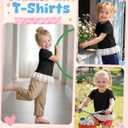 Toddler Girls Cotton Short Sleeve Shirts | Lace Hem, Crewneck, Baby Girl, Kids, Side Ruched, Summer, Tight, Cute, Basic, Casual, Comfortable, Soft, Solid Color, Plain