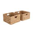 Seville Classics Premium Natural Handwoven Portable Laundry Bin Basket with Carrying Handles, Household Storage for Clothes, Linens, Sheets, Toys, Natural Water Hyacinth, Rectangular (2-Pack)