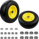 HQPASFY 13x5.00-6 Flat-Free Lawn Mower Tire & Wheel Set of 2, Zero-Turn Mower Front Tires with 1/2" & 5/8" Bearings, Solid Smooth Puncture-Proof Replacement for Lawn Mowers & Zero-Turn Mowers, Yellow