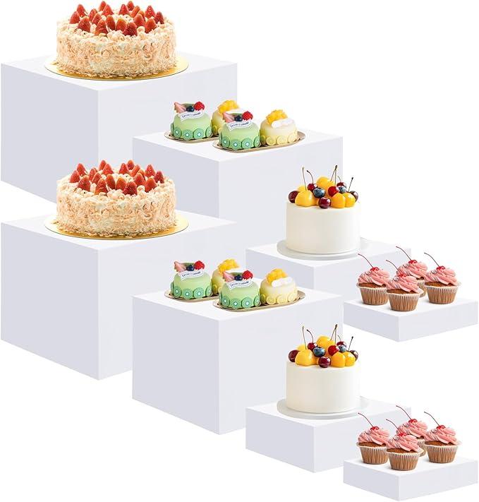 Acrylic White Square Dessert Display Set 8 Pack Acrylic White Square Dessert Display Set 8 Pack