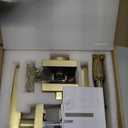 Gold Heavy Duty Privacy Lever Door Handle and Single Cylinder Deadbolt Lock and Key Combo Pack - Locking Lever Set for Left or Right-Handed Doors - Exterior Door Levers - Satin Brass, 2pack, 9.2 x 8.3 x 8.3 inches